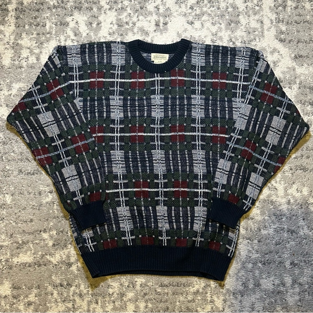 Vintage Men’s St. John's Bay Patterned Heavyweight Crewneck Sweater